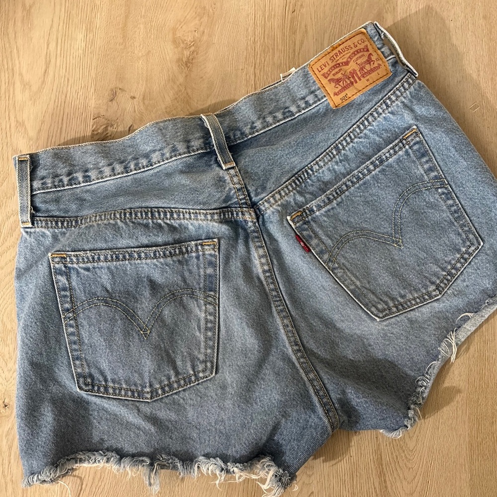 Levi's Blue Jean Shorts with Frayed Hem